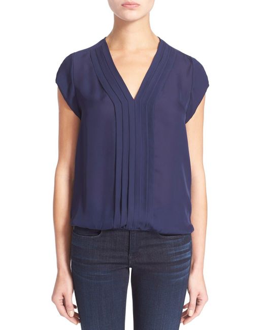 Joie Blue 'marcher' Pleated Silk Top