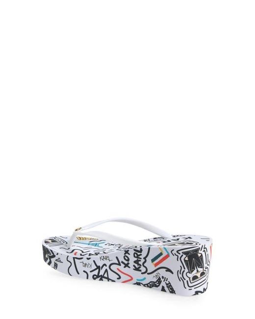 Karl Lagerfeld Blue Nola Graffiti Platform Flip Flop