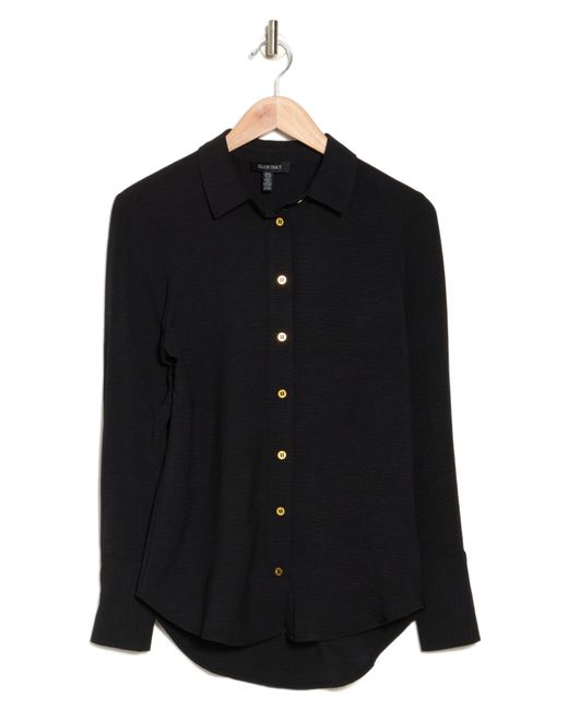 Ellen Tracy Black Airflow Long Sleeve Button-up Shirt