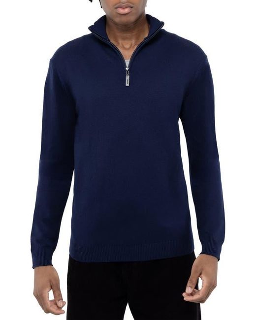 Xray Jeans Blue Quarter Zip Mock Neck Sweater for men