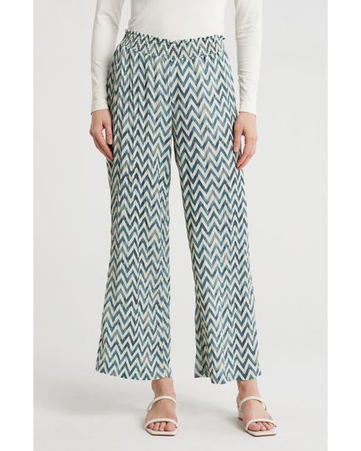 DR2 by Daniel Rainn Blue Smocked Wide Leg Pants