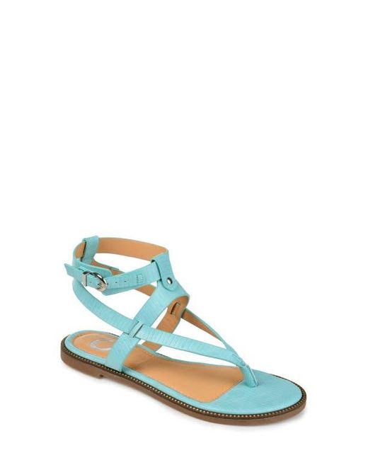 Journee Collection Blue Tangie Snake Embossed Strappy Sandal