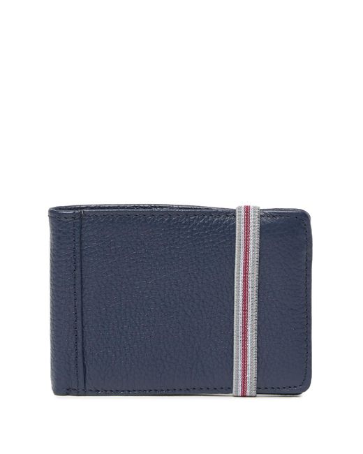 1901 Blue Hudson Leather Slim Bifold Wallet for men