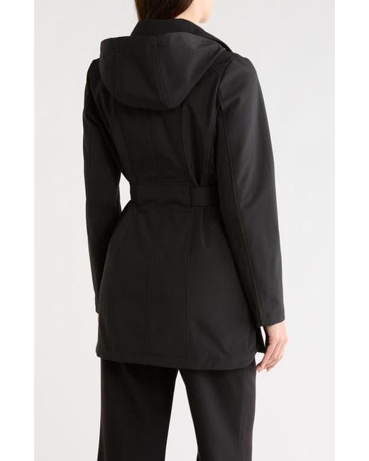 Bernardo Black Softshell Double-Breasted Trench Coat
