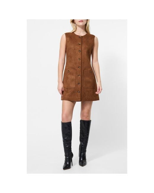 French Connection Women's Brown Lany Sleeveless Faux Suede Minidress