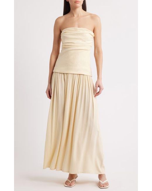 Faithfull the Brand Hedy Strapless Drop Waist Maxi Dress in Natural | Lyst