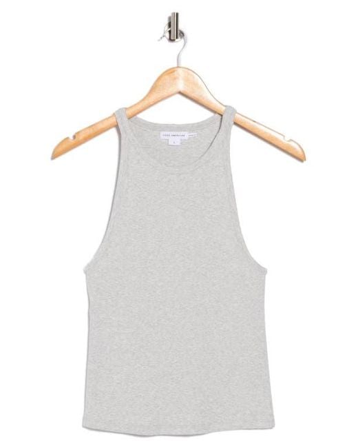 GOOD AMERICAN White Heritage Stretch Cotton Ribbed Tank