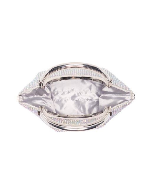 Jessica Mcclintock Blue Zinia Crystal Mesh Ring Top Handle Bag