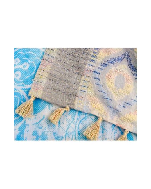 Saachi Blue Misty Mixed Border Scarf