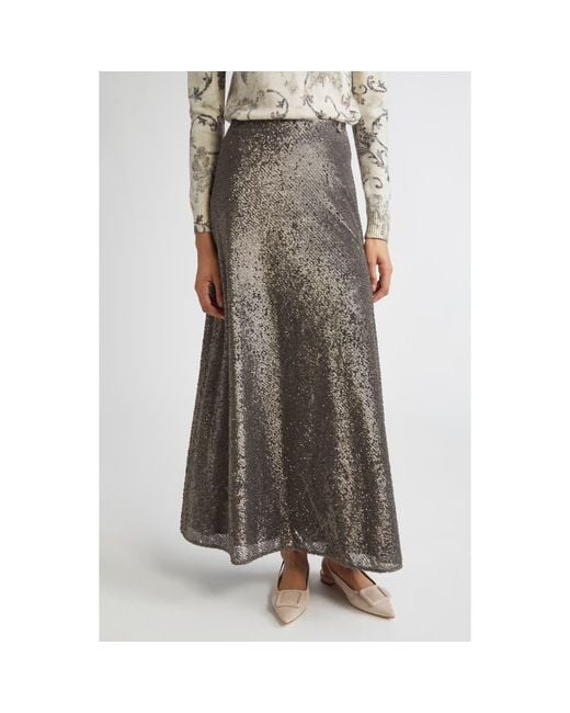 Herno Brown Sequin A-Line Skirt