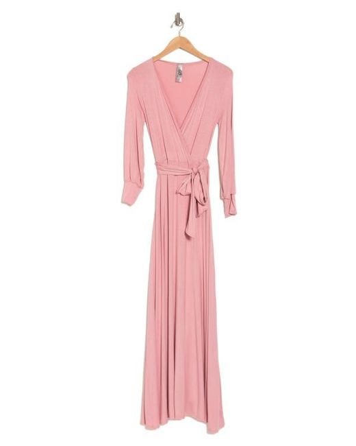 Go Couture Long Sleeve Maxi Wrap Dress in Pink | Lyst