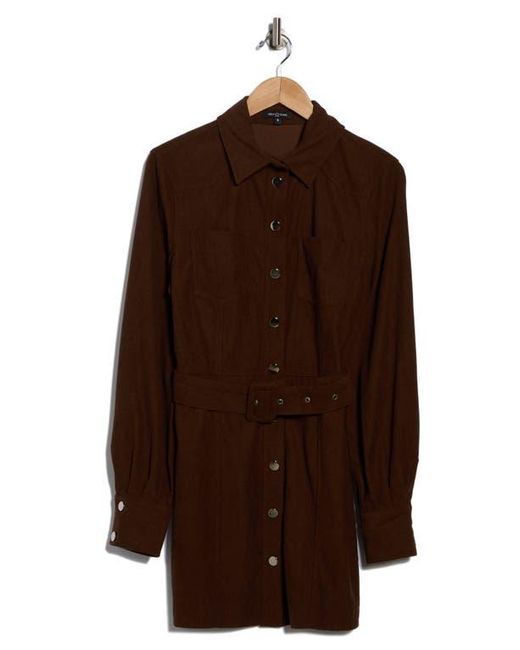 AREA STARS Brown Sosi Long Sleeve Shirtdress