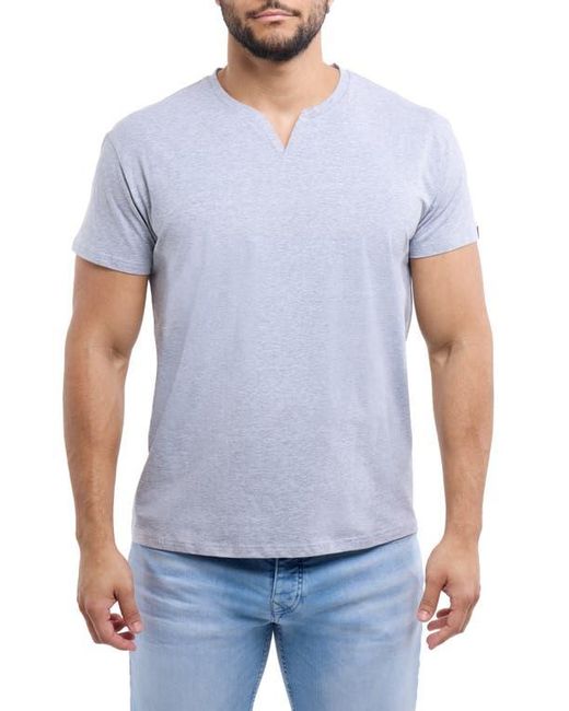 Xray Jeans Gray Split Neck Cotton Spandex T-Shirt for men