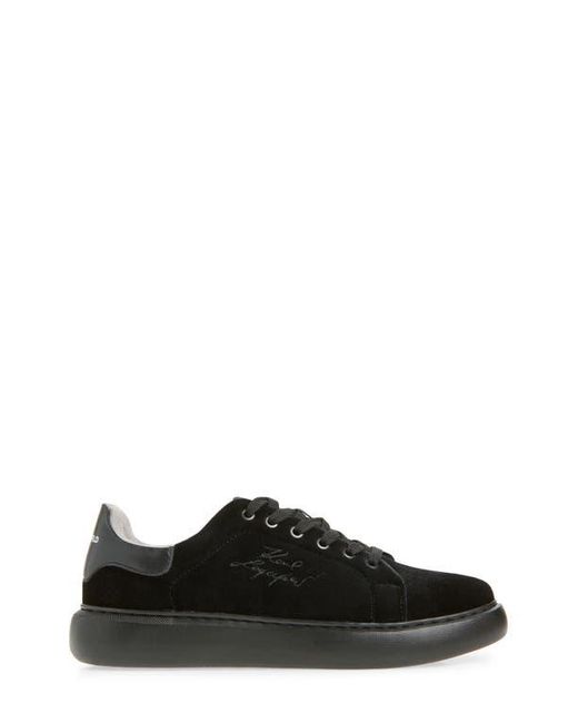 KARL LAGERFELD Embroidered Logo Velvet Sneaker in Black for 