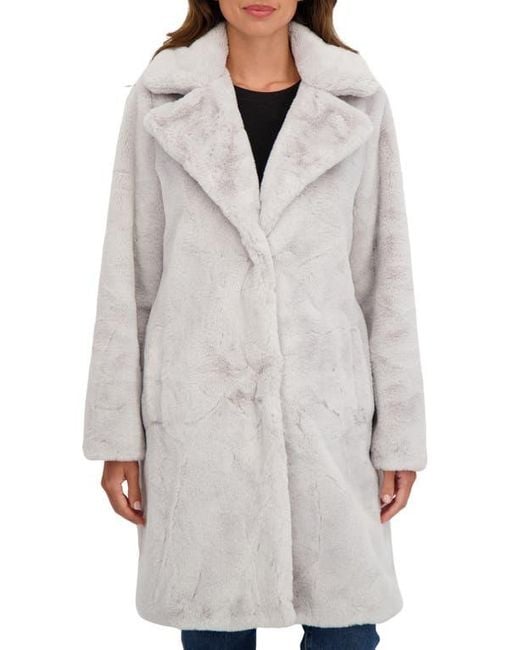 Sebby Women's Gray Cozy Faux Fur Coat