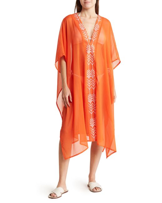 Vince Camuto Embroidered Duster in Orange | Lyst