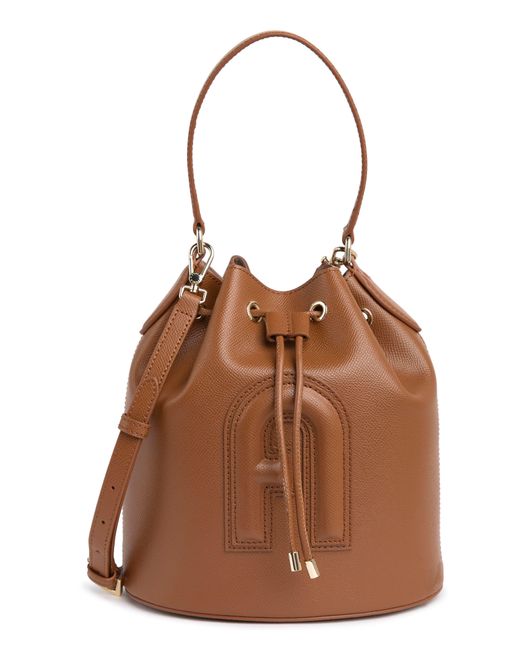 Furla Brown Clio Drawstring Leather Bucket Bag In Cognac H At Nordstrom Rack