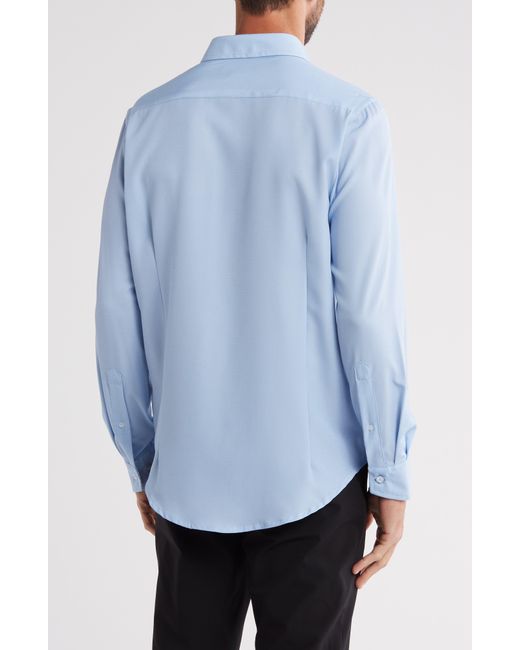 Report Collection Blue Long Sleeve 4-way Stretch Button-up Shirt for men