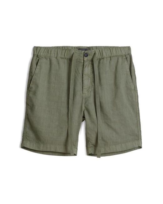 John Varvatos Green Benson Linen Blend Drawstring Shorts for men