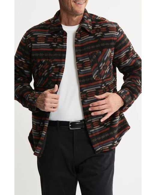 Jachs New York Black Geometric Jacquard Faux Shearling Lined Jacket for men