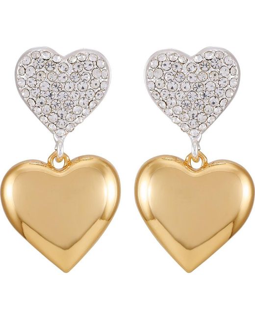 Guess Multicolor Two-Tone Heart Drop Earrings