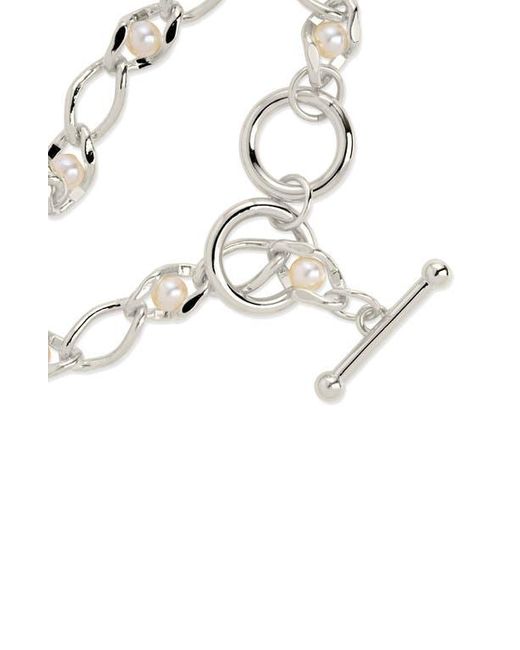 Sterling Forever White 14K Plated Amedea Synthetic Pearl Chain Bracelet