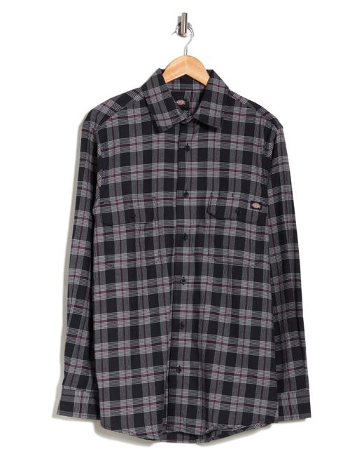 Dickies Black Plaid Flex Button-up Flannel Shirt for men