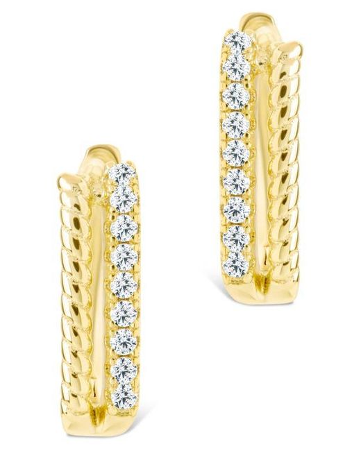 Sterling Forever Metallic Cori Cubic Zirconia Rectangular Huggie Hoop Earrings