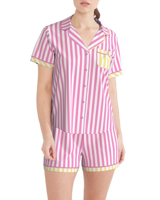 Kensie Pink Notched Boxer Short Pajamas