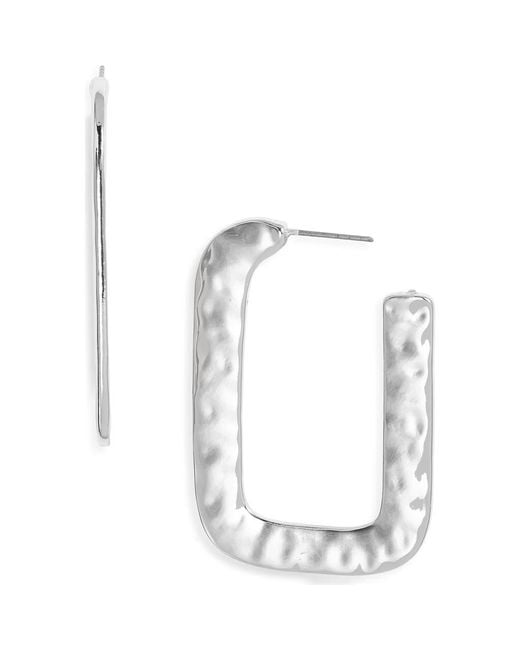 Open Edit Blue Watery Rectangular Hoop Earrings