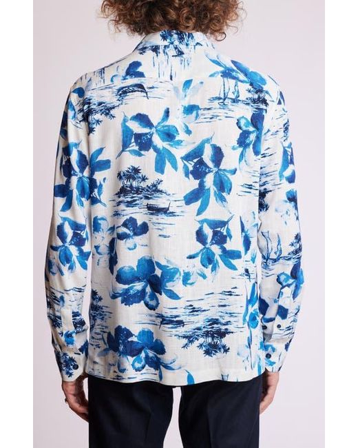 Paisley & Gray Blue Notched Collar Button-Up Shirt for men