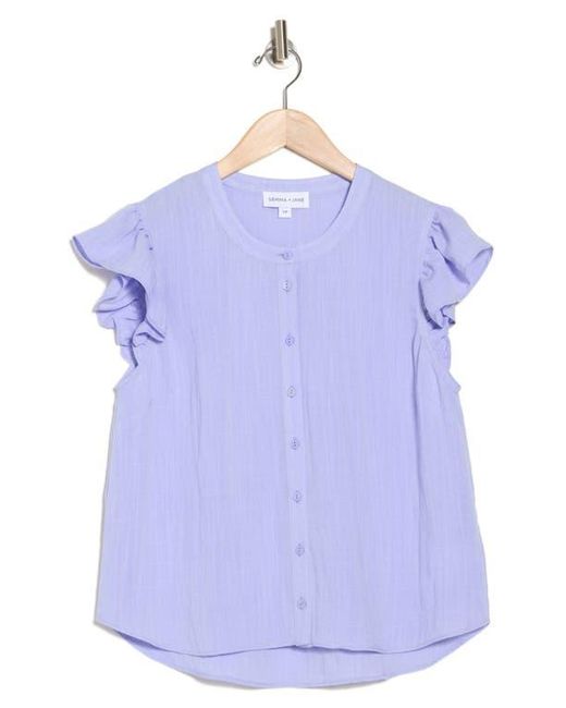 Gemma  Jane Blue Ruffled Button-Up Shirt