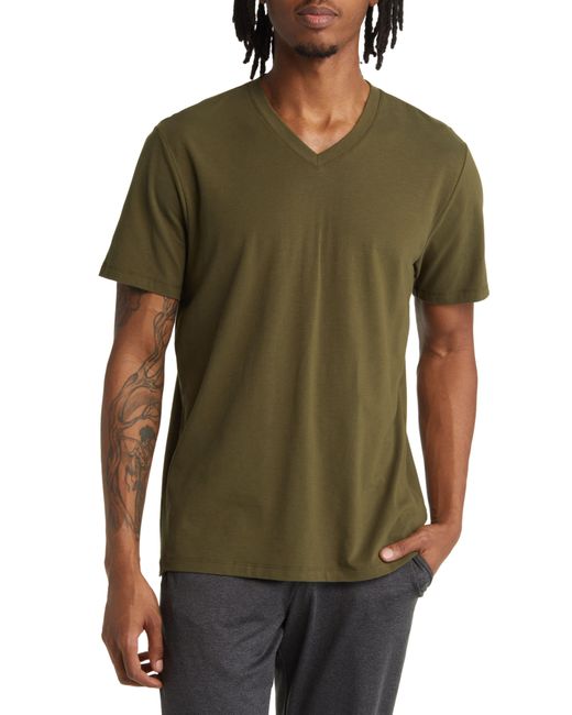 Zella Green Recovery V-neck Stretch Supima® Cotton Blend T-shirt for men