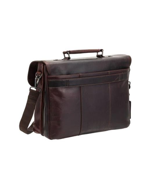 Mancini Brown Double Compartment Flap Leather Briefcase for men