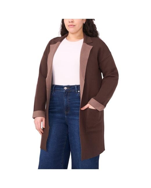 Halogen® Blue Lapel Long Cardigan