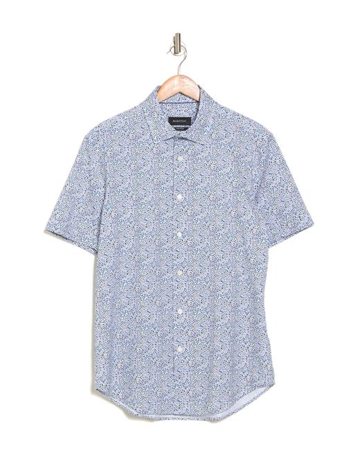 Bugatchi Blue Geo Print Ooohcotton® Short Sleeve Button-up Shirt for men