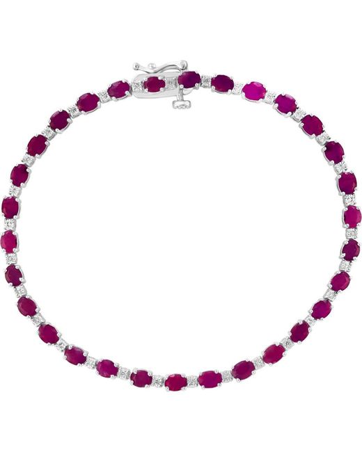 Effy Red Sterling Ruby Diamond Bracelet