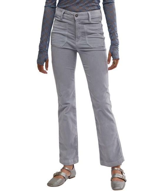 Free People Blue High Time Kick Corduroy Flare Pants