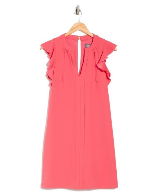Vince Camuto Red Split Neck Ruffle Scuba Crepe Dress