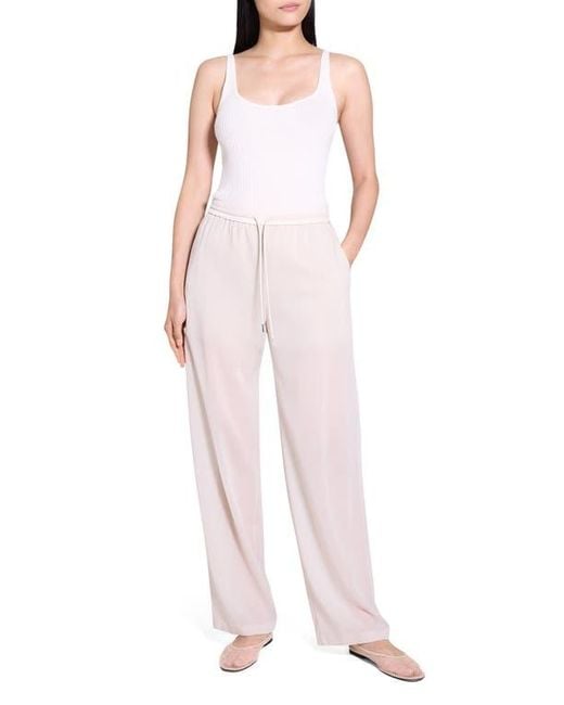 Theory Pink Wool Blend Drawstring Pants