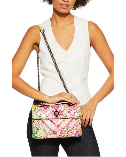 Kurt Geiger Pink Floral Couture Kensington Floral Quilted Leather Crossbody Bag