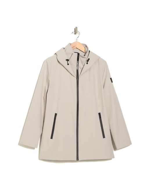 Calvin Klein Flex Tech Waterresistant Hooded Jacket In Oyster At