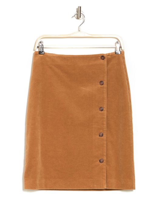 Nanette Lepore Brown Front Button Corduroy Skirt
