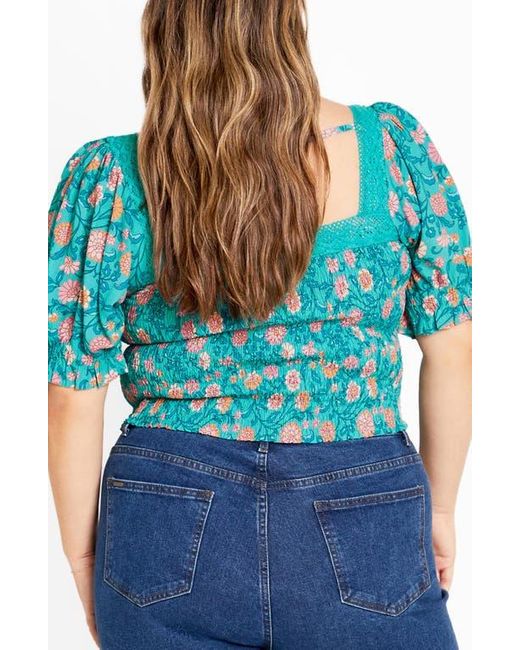 City Chic Blue Aurora Puff Sleeve Top