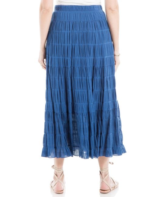 Max Studio Blue Textured Midi Skirt