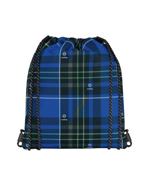 Longchamp Blue District Tartan Drawstring Backpack