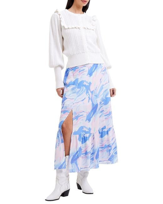 French Connection Blue Dalla Hallie Printed Maxi Skirt