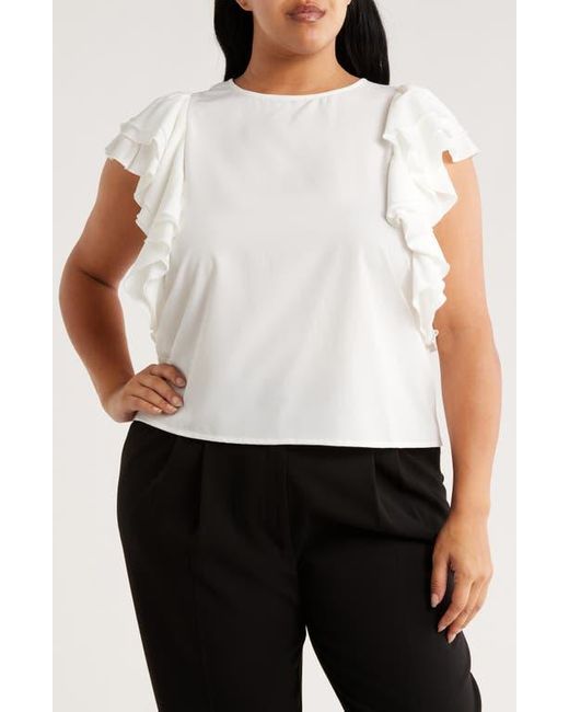 Forgotten Grace White Flutter Sleeve Top