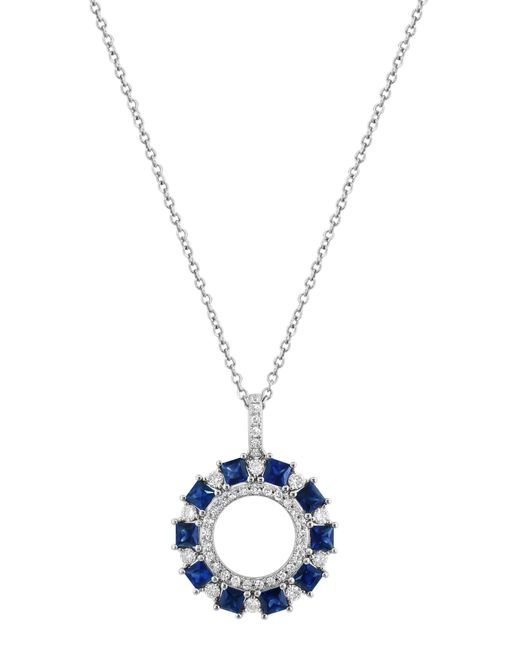 Effy Blue 14k White Gold Sapphire & Diamond Open Circle Pendant Necklace