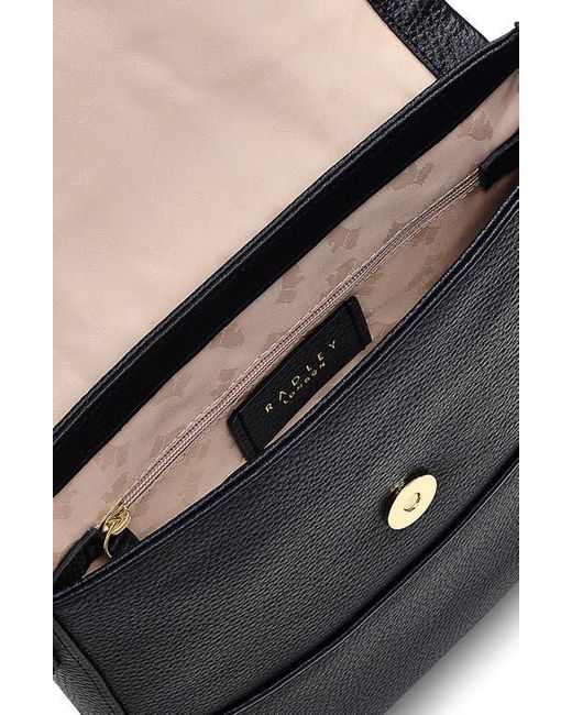 Radley Black Whitby Row Small Flap Leather Crossbody Bag